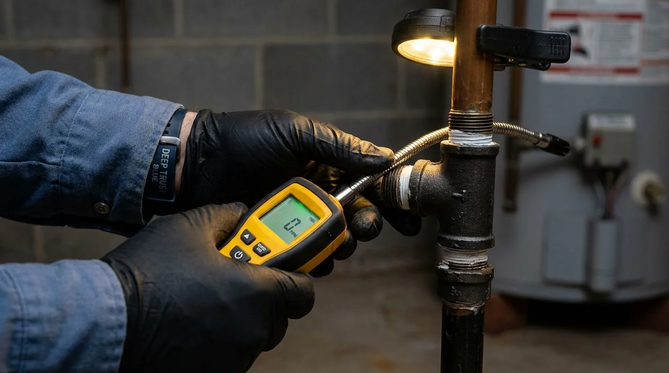 Gas leak detection with electronic sniffer by Johns Plumbing LLC in Elkview