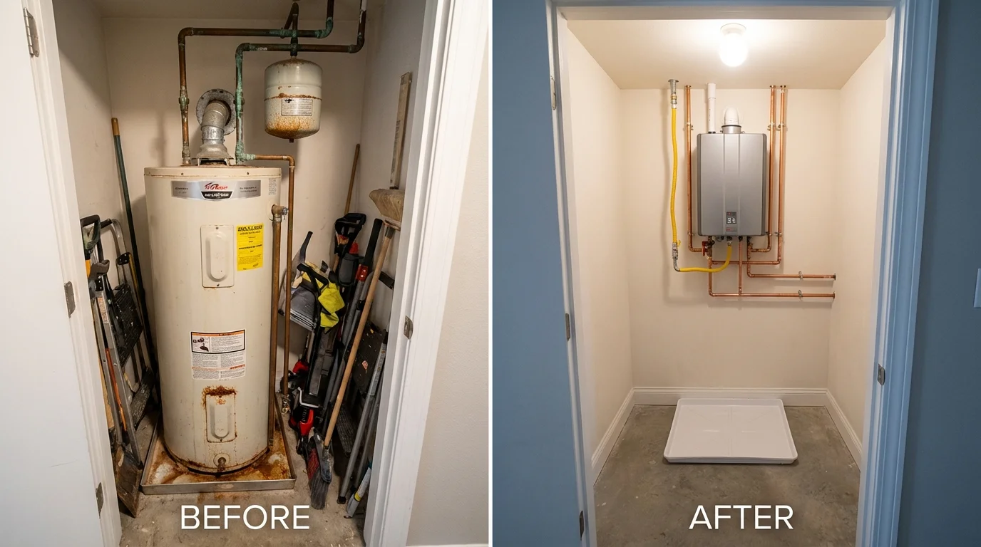 Tank water heater versus wall-mounted tankless unit comparison for Elkview, WV homeowners